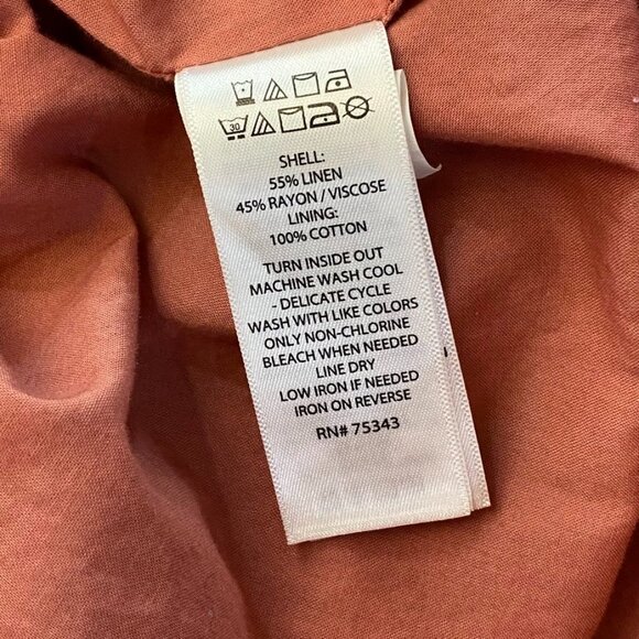 Nicole Miller New York Tiered Linen Blend Dress Mauve Sleeveless L - Picture 14 of 15